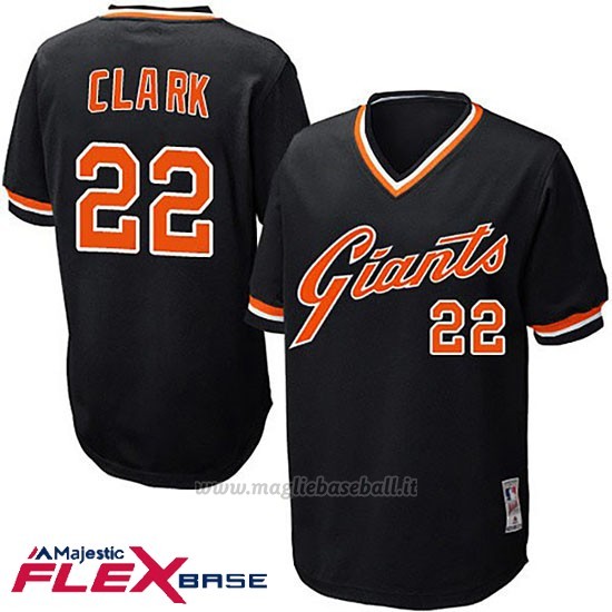 Maglia Baseball Uomo San Francisco Giants Will Clark Majestic Autentico Collezione Flex Base Nero